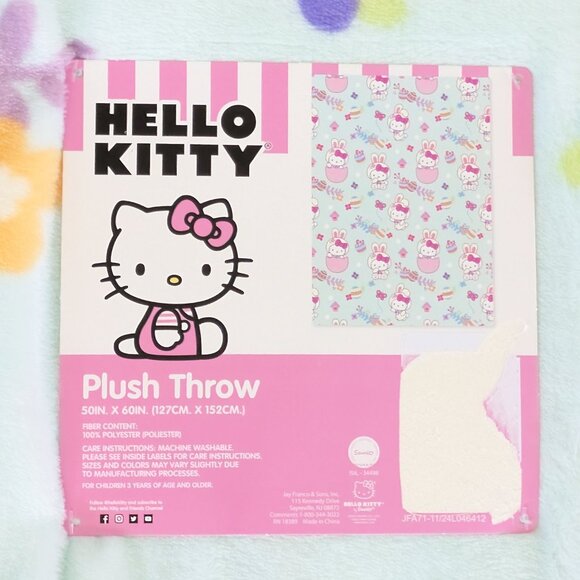 Hello Kitty Easter Egg Blanket Velvet Plush Throw Easter Bunny Cosplay NWT - Picture 2 of 2